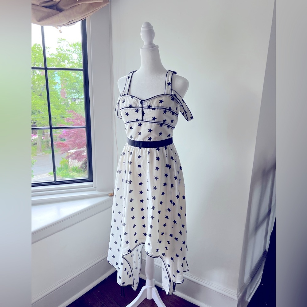 Self-Portrait A-line Handkerchief hem Star-print Midi dress